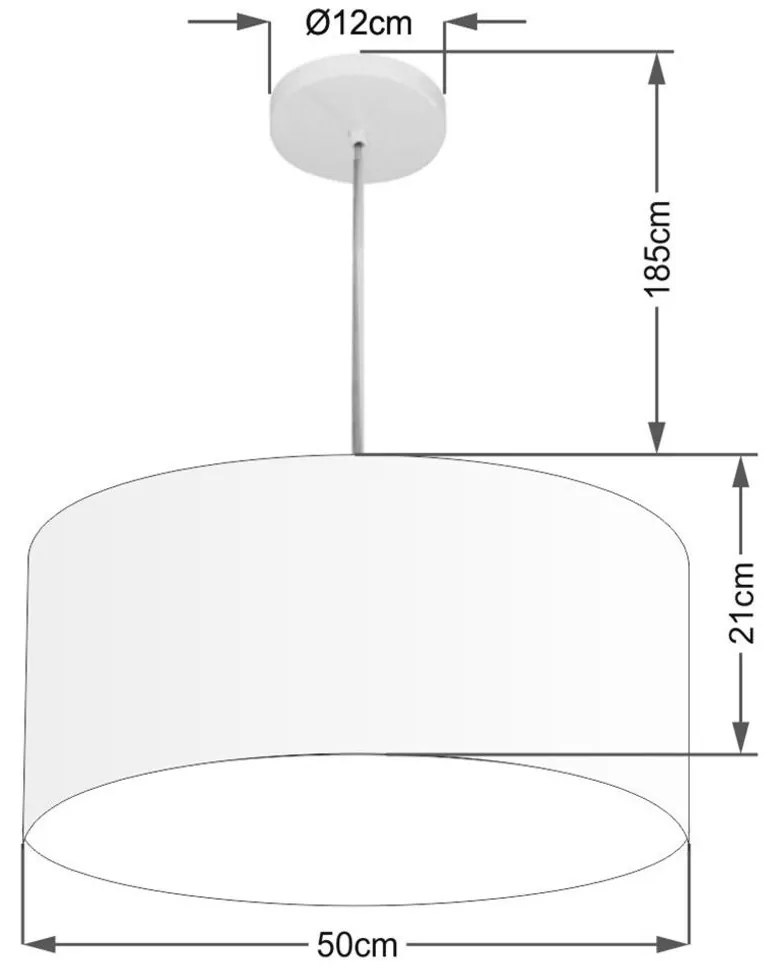 Lustre Pendente Cilíndrico Vivare Md-4049 Cúpula em Tecido 50x21cm - Bivolt