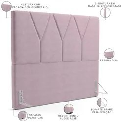 Cabeceira Cama Box Casal 140cm Aura Suede W01 Rosê - Mpozenato