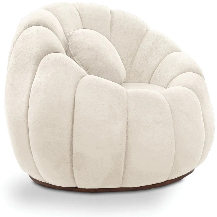 Poltrona Decorativa Orgânica Giratória Cloud Bouclê Bege E03 - D'Rossi