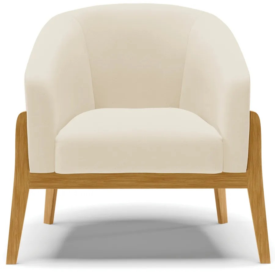 Poltrona Decorativa Base de Madeira kit 2 Stella Linho Bege D03 - D'Rossi