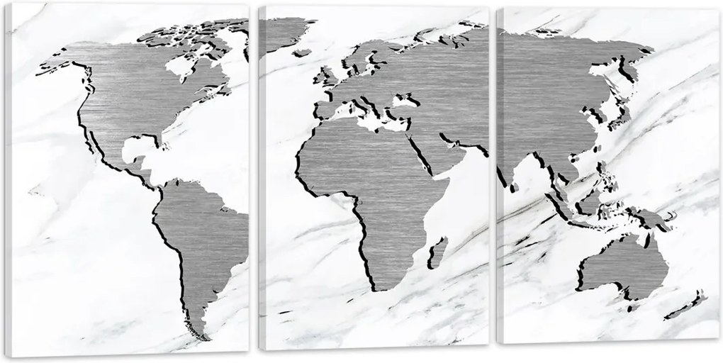 Quadro Mapa Mundi Escovado Cinza 60x120cm Decoração Escritórios Salas Empresas Oppen House