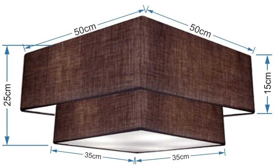 Plafon Para Quarto Quadrado SQ-3022 Cúpula Cor Café Café