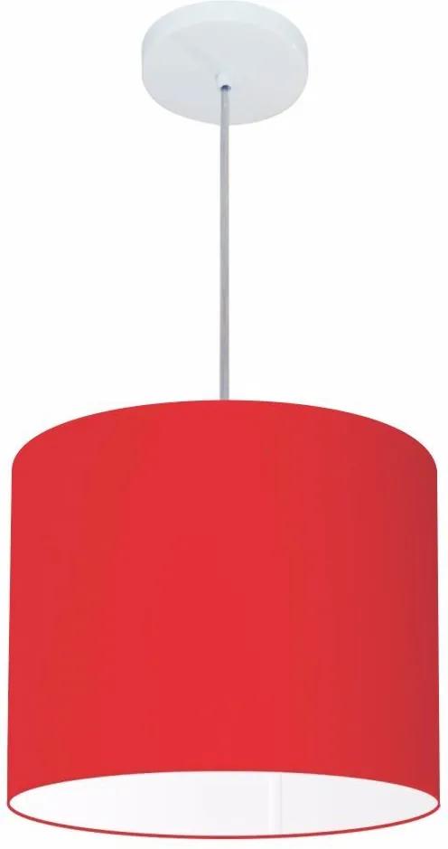 Lustre Pendente Cilíndrico Md-4143 Cúpula em Tecido 35x25cm Vermelho - Bivolt