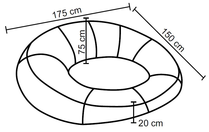 Puff Inflável Área Externa Akira 175 cm com Capa de Olefin Cinza G56 - Gran Belo