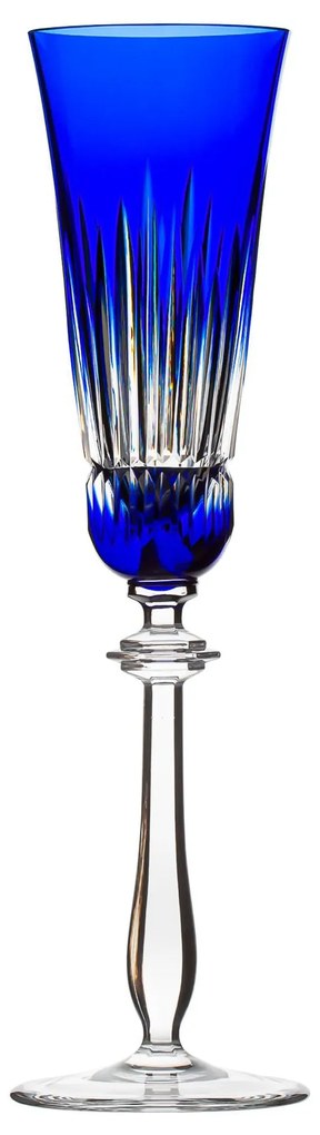 Taça de Cristal Lapidada P/ Champagne Azul Escuro