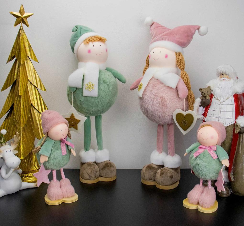 Boneco de Natal Menino em Pé Verde e Branco 40x15 cm - D'Rossi