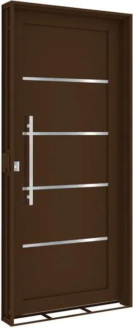 Porta Social de Aço de Abrir com Friso Bronze Abertura Esquerda - 215x100x14cm - 3806 - Vitrolar - Vitrolar