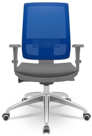 Cadeira Brizza Diretor Grafite Tela Azul com Assento Poliester Cinza Base Autocompensador Aluminio - 65811 Sun House