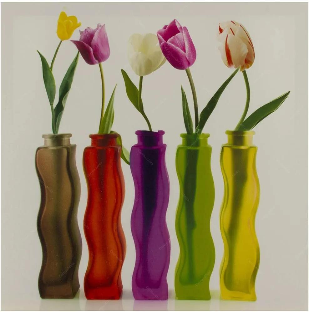 Tela Impressa Rosas nos Vasos Fullway - 40x40 cm