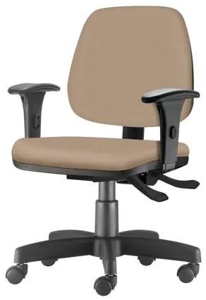 Cadeira Job com Bracos Assento Courino Bege Base Rodizio Metalico Preto - 54601 Sun House