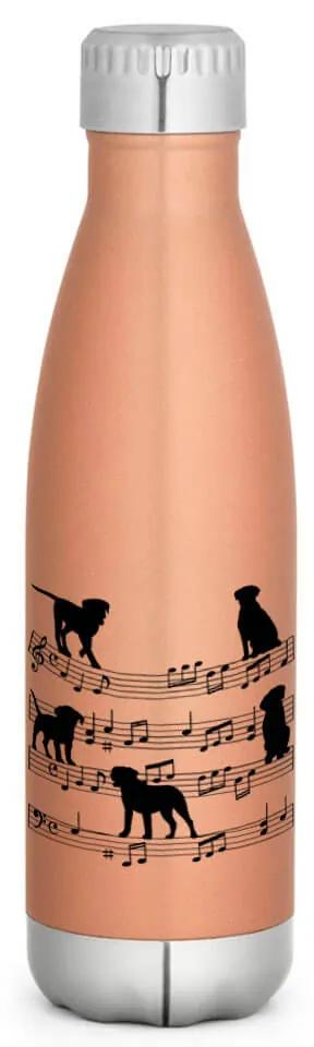 Garrafa Térmica Inox Brilhante 510 ml Cachorro Musical Preto - Dourado