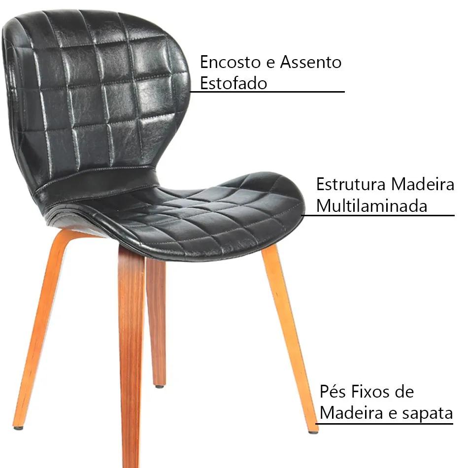 Kit 4 Cadeiras Decorativas de Escritório Recepção GranClass PU Sintético Preto G56 - Gran Belo