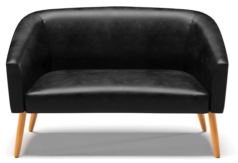 Sofá 2 Lugares Namoradeira Pé Palito Castanho Stella Sintético PU D03 - D'Rossi - Preto