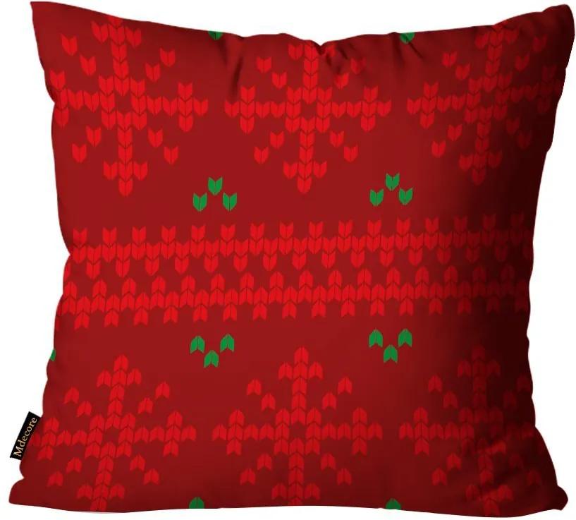 Capa para Almofada Mdecore Natal Flocos de Neve Vermelha45x45cm