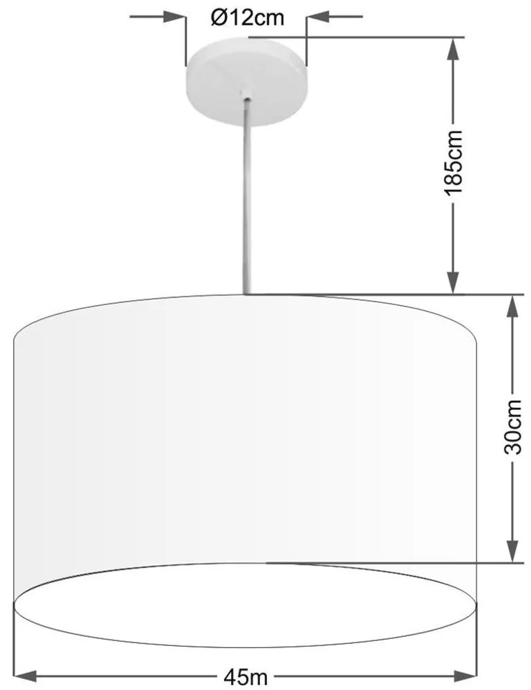 Lustre Pendente Cilíndrico Vivare Md-4257 Cúpula em Tecido 45x30cm - Bivolt