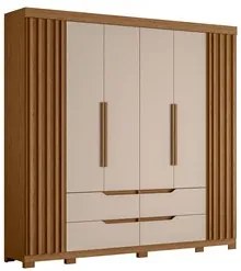 Guarda Roupa Casal 6 Portas 4 Gavetas 240cm Doble Jatobá/Fendi - Albat