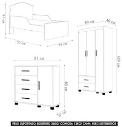 Quarto Infantil 3 Peças Com Mini Cama Princesa Rosa Z53 - Mpozenat