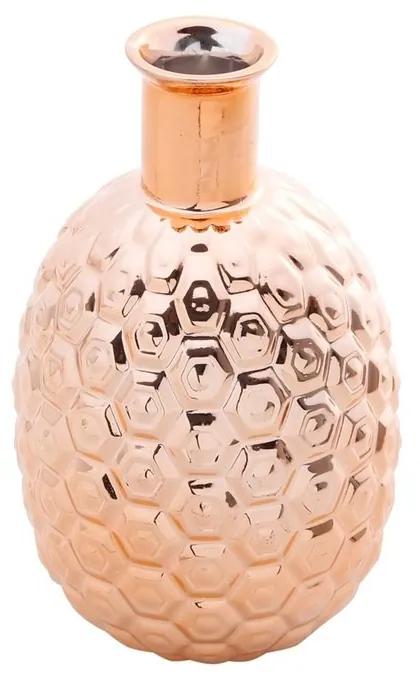 Vaso De Cerâmica Cromado Rosé Abacaxi 9x16cm 25687 Prestige