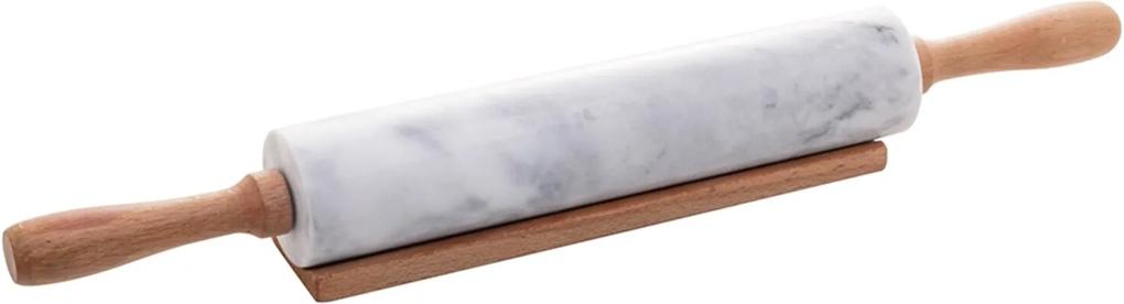 Rolo p/massa Lyor de mármore e bambu Marin 44,5x6x6,5cm Madeira?Marfim