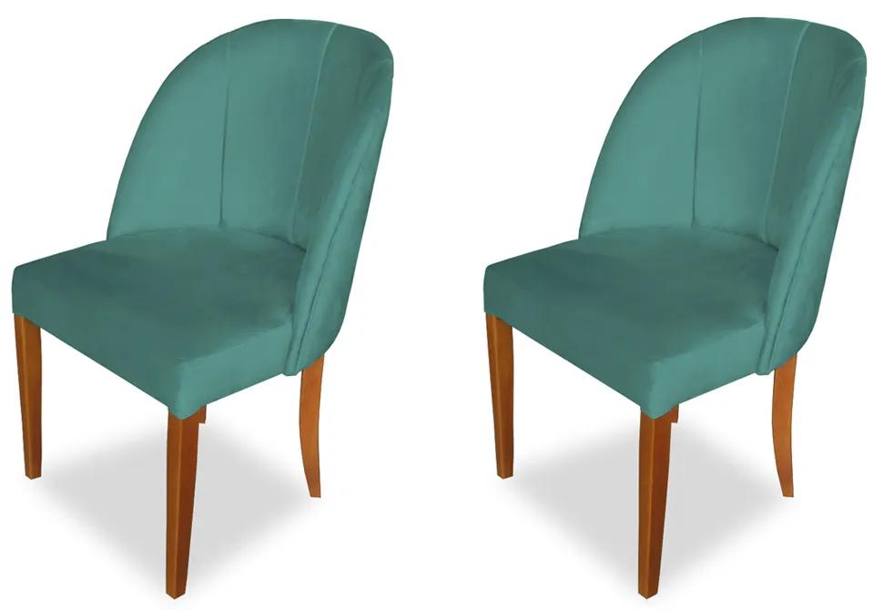 Kit 2 Cadeiras De Jantar Grécia Veludo Azul Tiffany