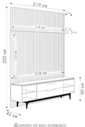 Painel Para TV 75 Pol e Rack Bancada Lola L06 Tauari/Off White - Mpoze