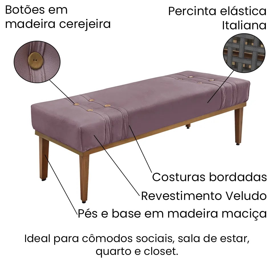 Cabeceira Cama Box Casal 140cm e Recamier Gênova Veludo Uva S04 - D'Rossi