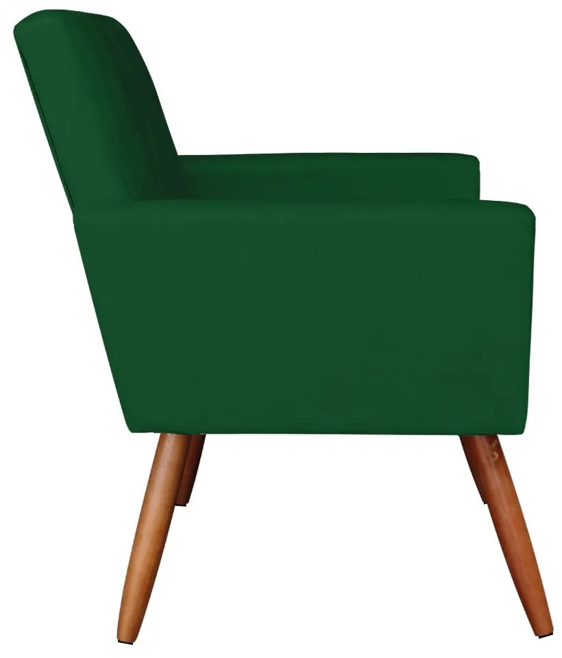 Kit 02 Poltronas com 01 Puff Larissa Suede Pés Palito Castanho D'Rossi - Verde