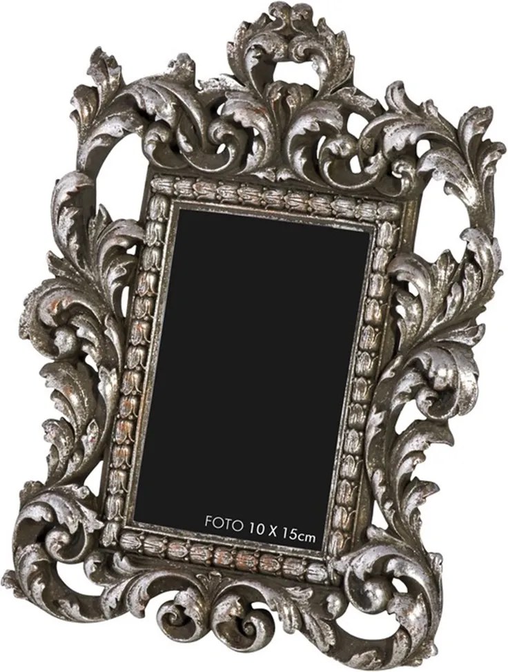 Porta Retrato Decorativo em Resina Prateado 29 x 22 cm
