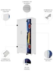 Guarda Roupa Infantil 89cm Com 3 Portas Carro Azul Z53      - Mpozenat