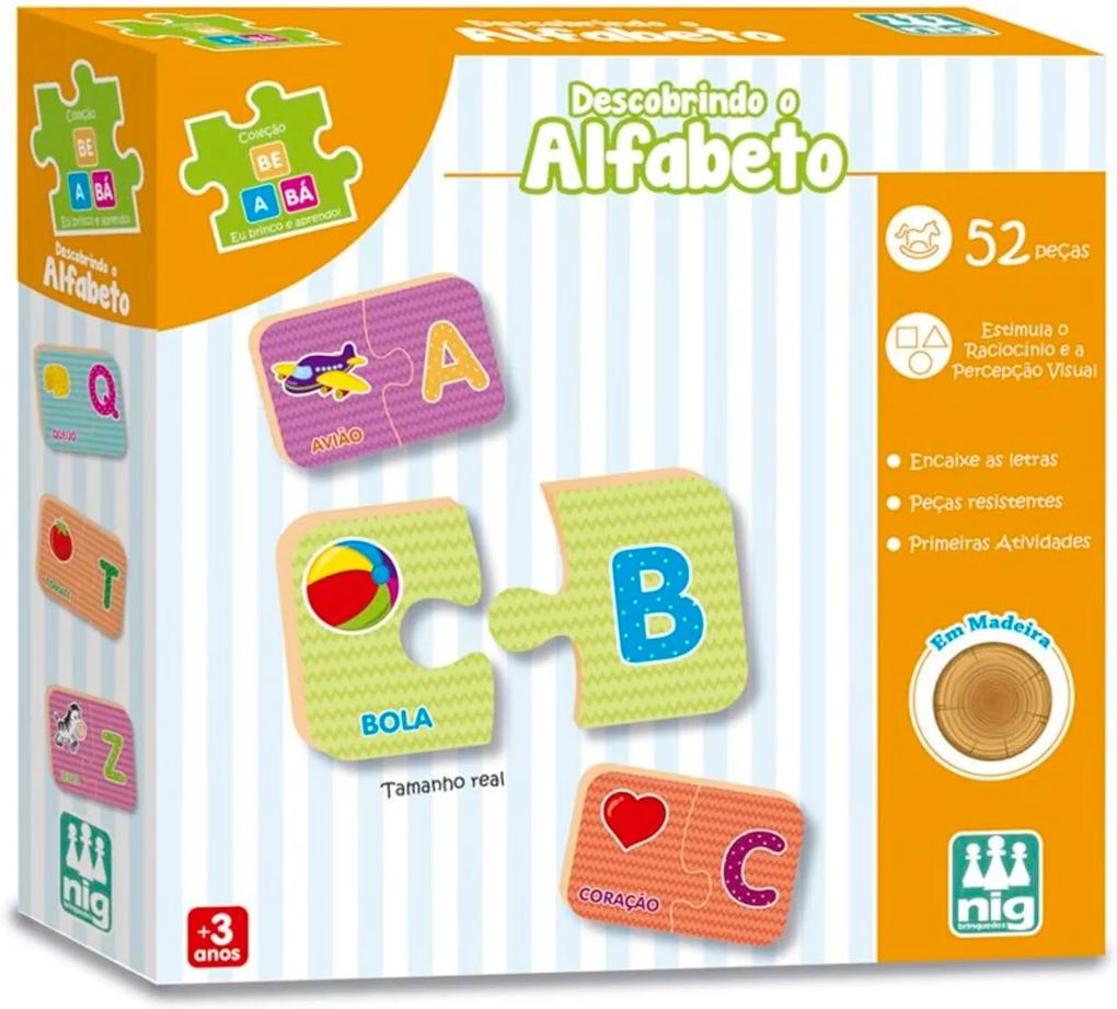 Jogo Nig Brinquedos Descobrindo o Alfabeto - Madeira - Multicolorido