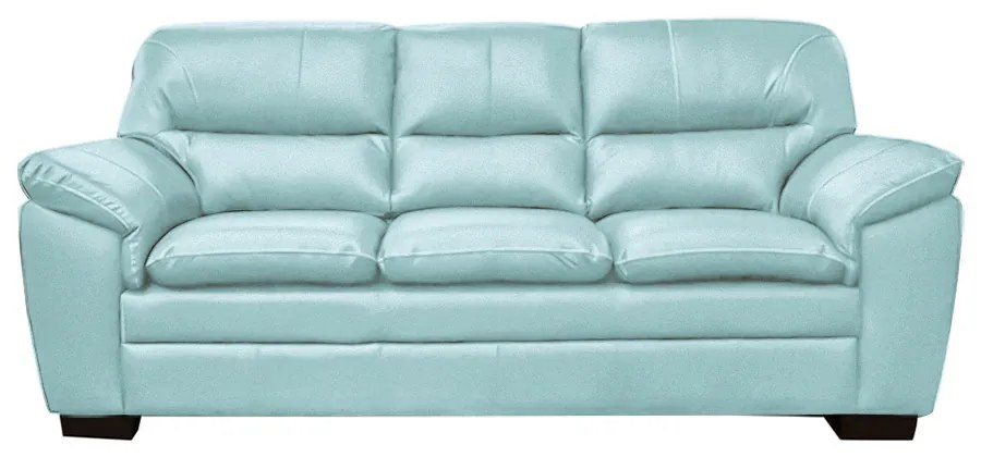 Sofá Decorativo Jason 3 Lugares 208cm Sala de Estar Pés em Eucalipto Couro Azul Claro G40 - Gran Belo