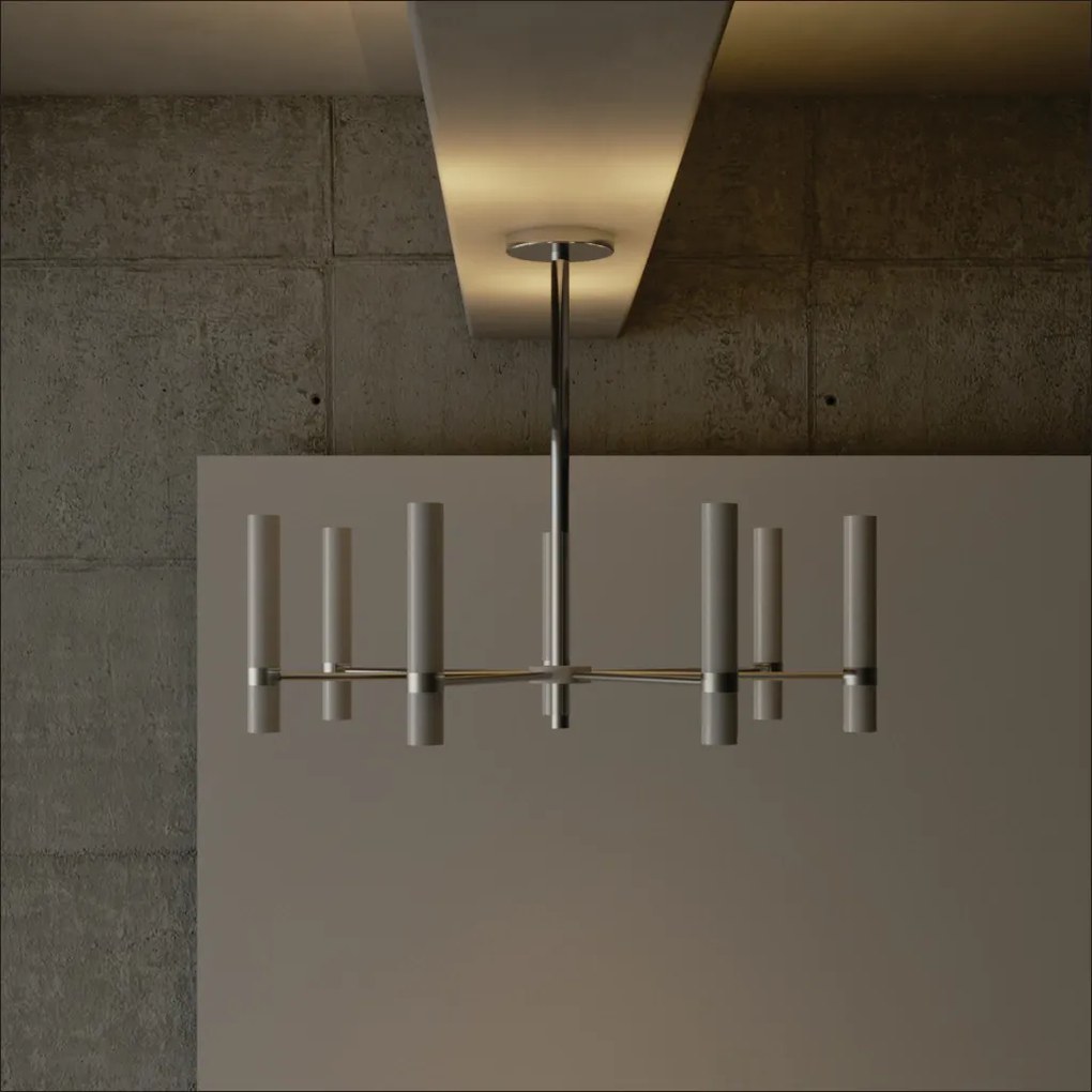 Pendente Século Ø75X60Cm 7Xmr11 Por Waldir Junior - Usina 51090/7 (OL-F - Verde Oliva Fosco)
