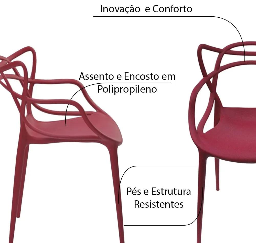 Kit 6 Cadeiras Decorativas Sala e Cozinha Feliti (PP) Cereja G56 - Gran Belo