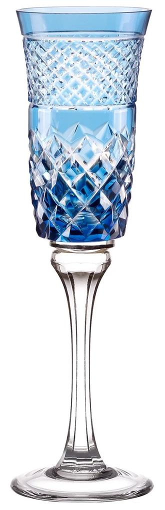 Taça de Cristal Lapidado p/ Champagne - Azul Claro - 78  Azul Claro - 78