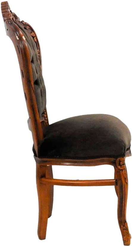 Cadeira em Madeira com Estofado Marrom - 52x109x54