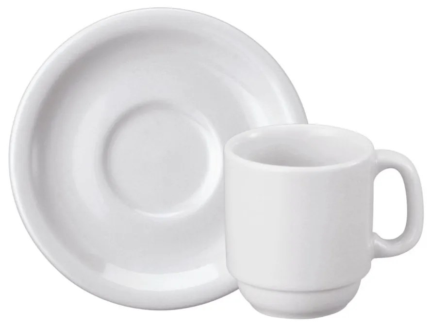 Xicara Café Com Pires 70Ml Porcelana Schmidt - Mod. Cilíndrica