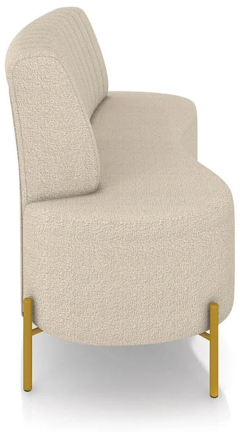 Sofá Orgânico 2 Lugares 135cm Pé Ferro Dourado Maraú Bouclê K01 - D'Rossi - Creme