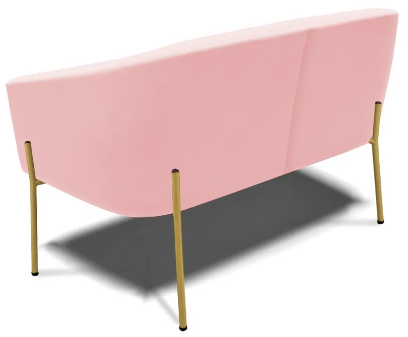 Namoradeira e 2 Poltronas Pé de Ferro Dourado Stella Suede Rosa Bebê D03 - D'Rossi