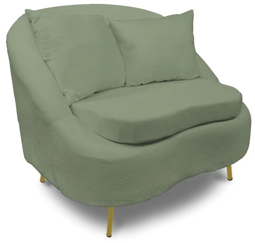 Poltrona Decorativa Orgânica Pé Ferro Dou Zaya Bouclê Menta C05 - D'Rossi