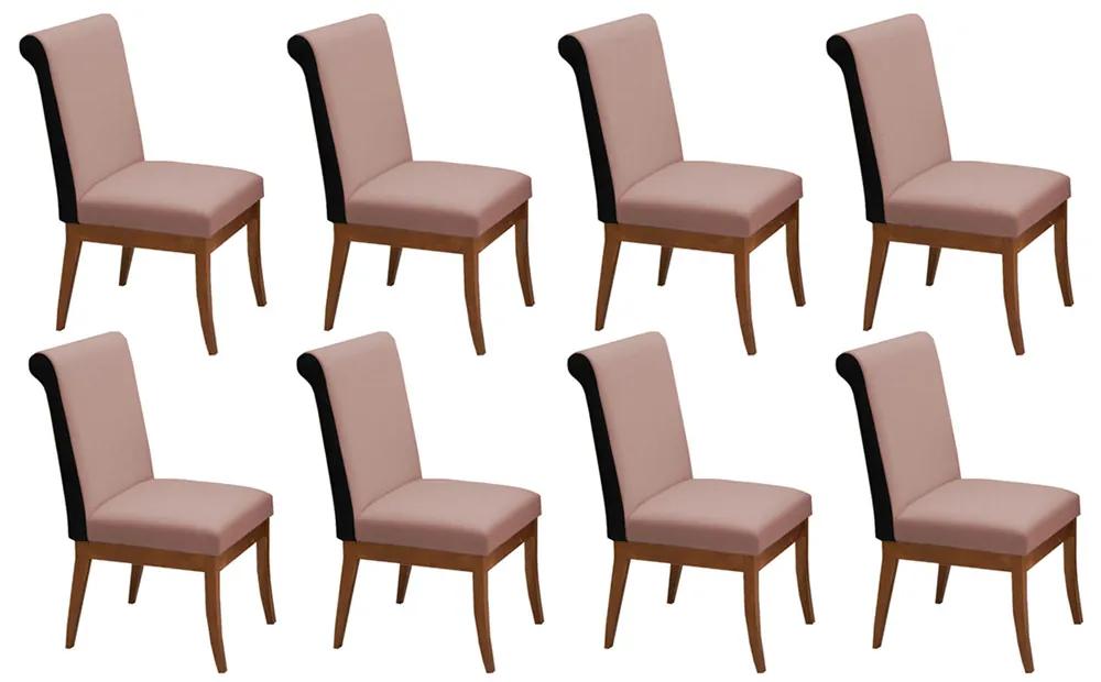 Conjunto 8 Cadeiras Larissa Veludo Crepe + Couríssimo Preto