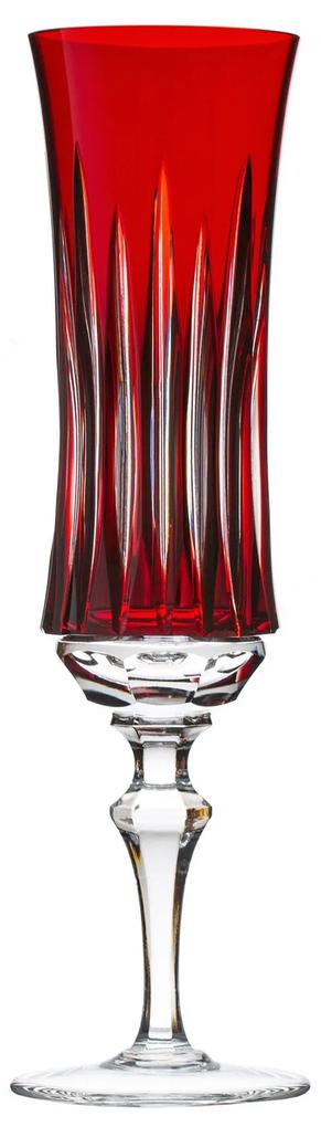 Taça de Cristal Lapidado p/ Champagne - Vermelho  Vermelho