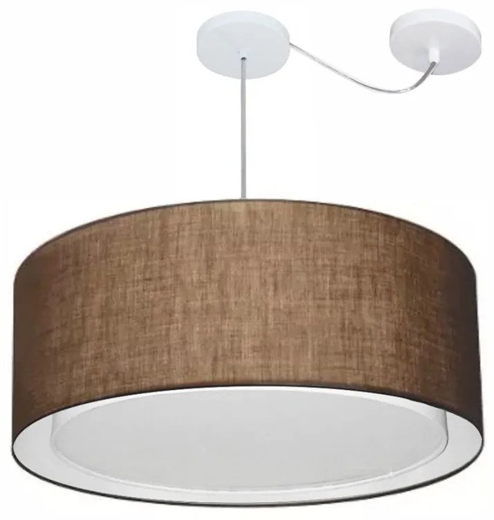 Lustre Pendente Cilíndrico Com Desvio de Centro Vivare Md-4318 Cúpula em Tecido 60x30cm - Bivolt