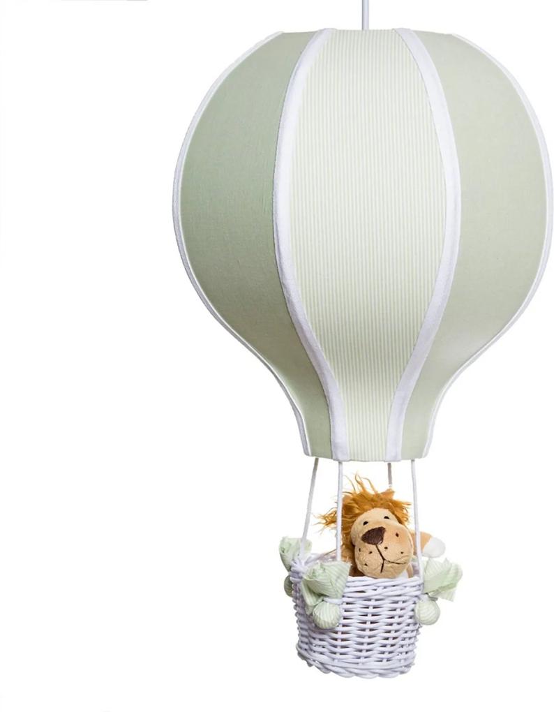 Lustre Balão Grande Com Leão Quarto Bebê Infantil Potinho de Mel Verde