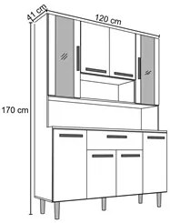 Kit Cozinha Compacta 08 Portas Cancun I03 Branco/Malbec - Mpozenato
