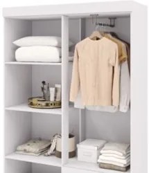 Guarda Roupa Solteiro 103cm Com 4 Portas Ideal Flex Branco - Vila Rica