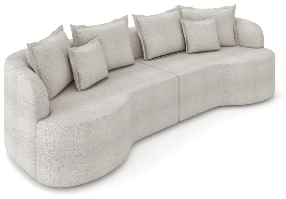 Sofá 3 Lugares Orgânico Living 210cm Mersa Bouclê K01 - D'Rossi - Cinza claro