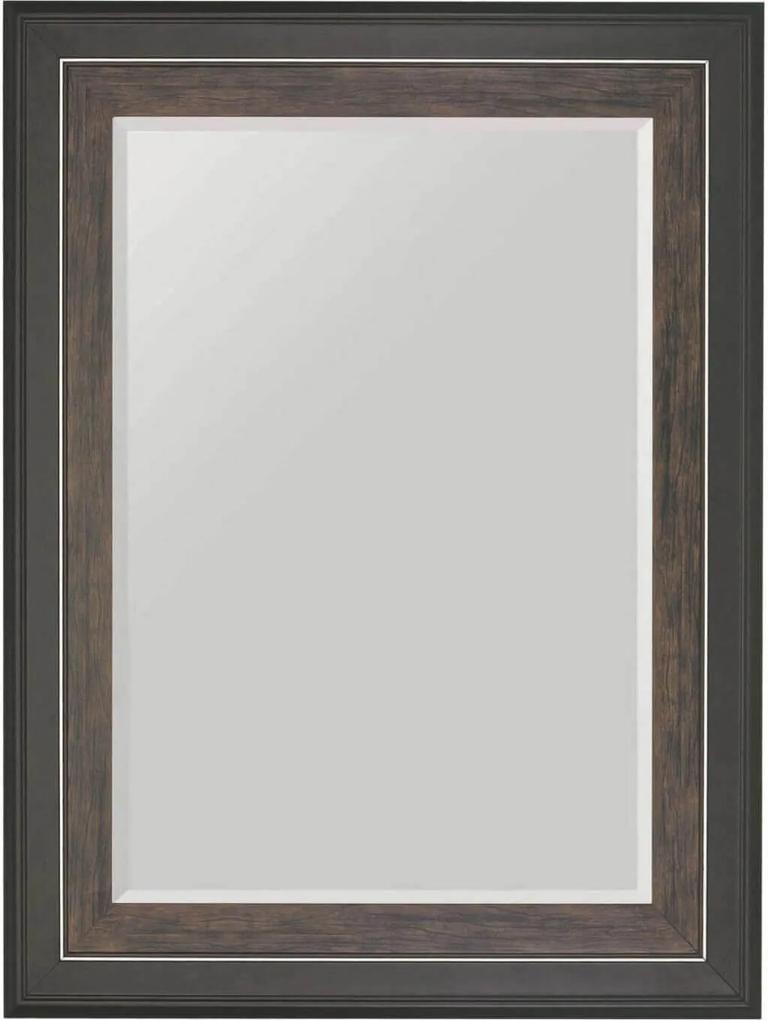 Espelho De Parede Com Moldura Larga Marrom E Preta Com Bisotê 60x80cm