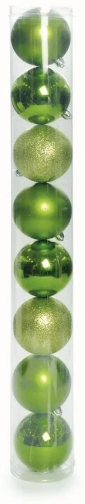 Bola De Natal Árvore Brilho Glitter 8Cm Com 8 Peças Verde