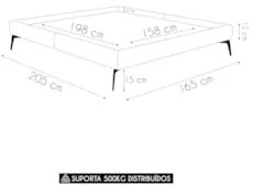 Cama Casal Queen com Cabeceira 165cm Pés Metálicos Elisa S05 Linho Beg
