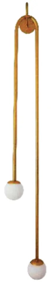 Arandela Pêndulo C/ 2 Globos 38X44X170Cm 2L G9 / Metal E Globo Ø12Cm |... (ORN-M - Ouro Novo Metálico, CLEAR)